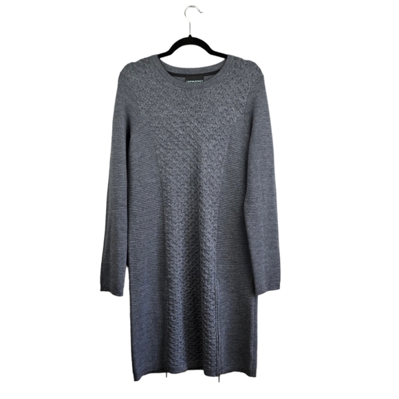 CYNTHIA ROWLEY Wool Long Sleeve Sweater Dress Gray Womens Sz L Old Money Classic - Picture 1 of 11